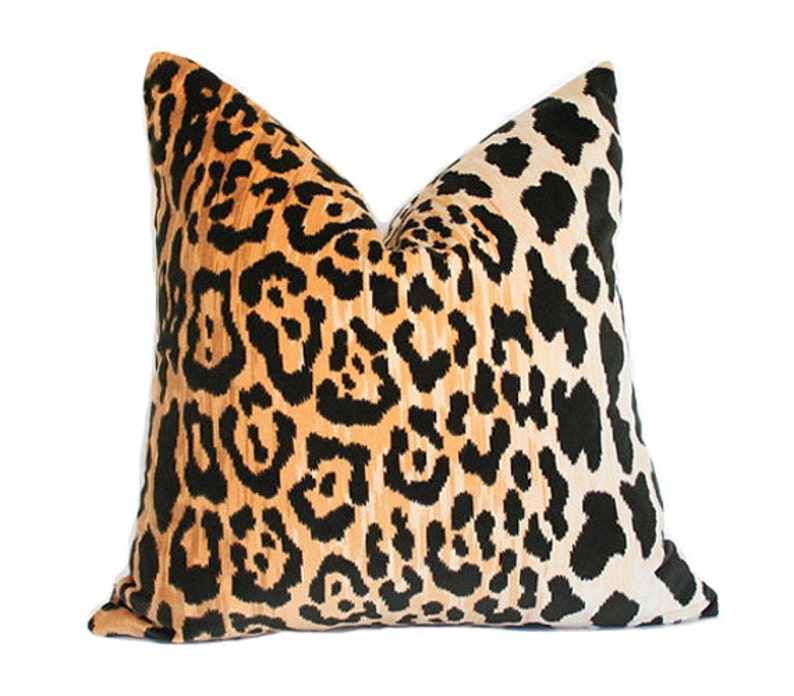 Leopard Velvet Luxury Throw Pillow Black and Gold Designer Pillow Custom High End Pillow Cover image 2