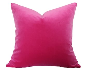 Magenta Velvet Luxury Throw Pillow - Fuchsia Designer Pillow - Custom High End Pillow Cover