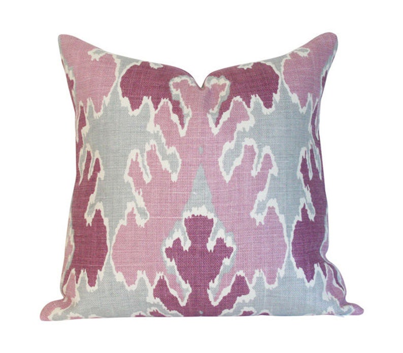 High End Cushion Lee Jofa Kelly Wearstler Designer Pillow Bengal Bazaar Magenta and Grey Luxury Throw Pillow Limited