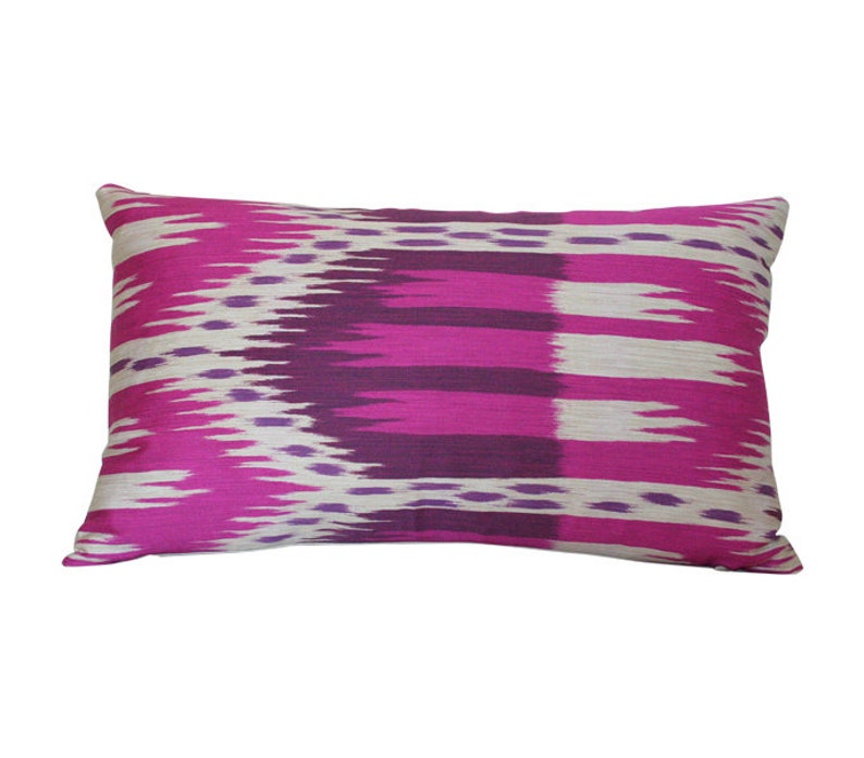 Bukhara Ikat Fuchsia Luxury Throw Pillow Schumacher Magenta Designer Pillow Custom High End