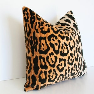 Leopard Velvet Luxury Throw Pillow Black and Gold Designer Pillow Custom High End Pillow Cover image 4