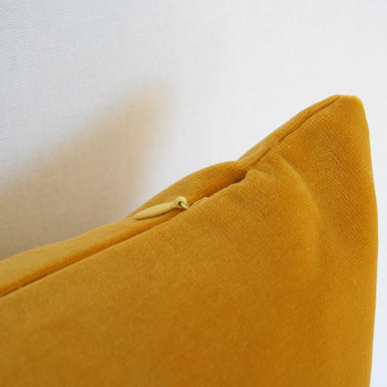Golden Yellow Velvet Luxury Throw Pillow Designer Pillow Custom High End Pillow Cover image 2
