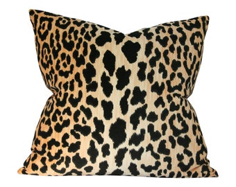 Leopard Velvet Luxury Throw Pillow - Black and Gold Cheetah Designer Pillow - Custom High End Pillow Cover