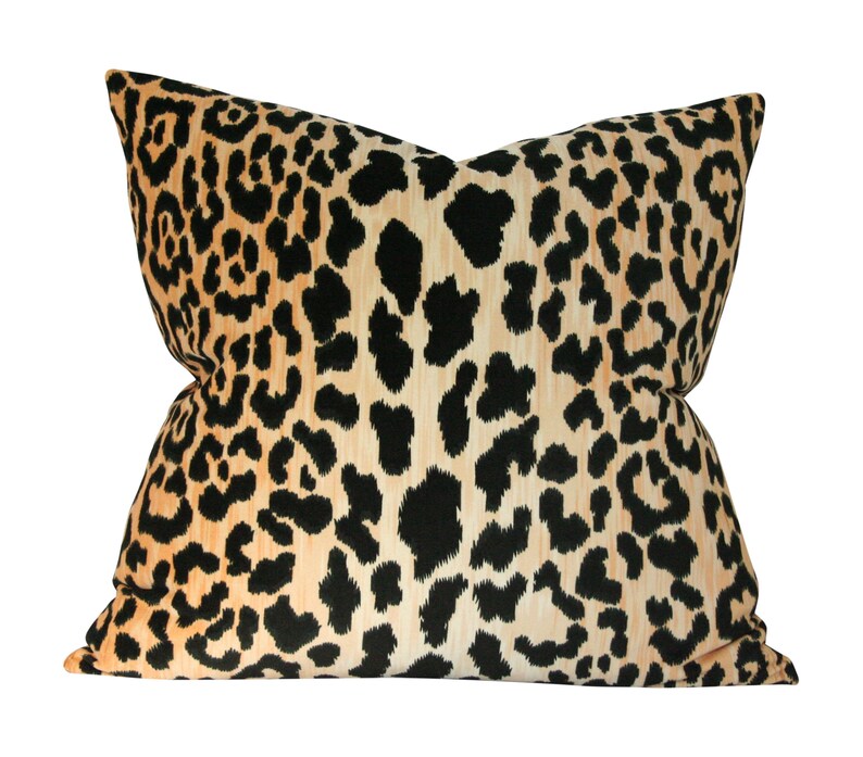 Leopard Velvet Luxury Throw Pillow Black and Gold Designer Pillow Custom High End Pillow Cover image 5
