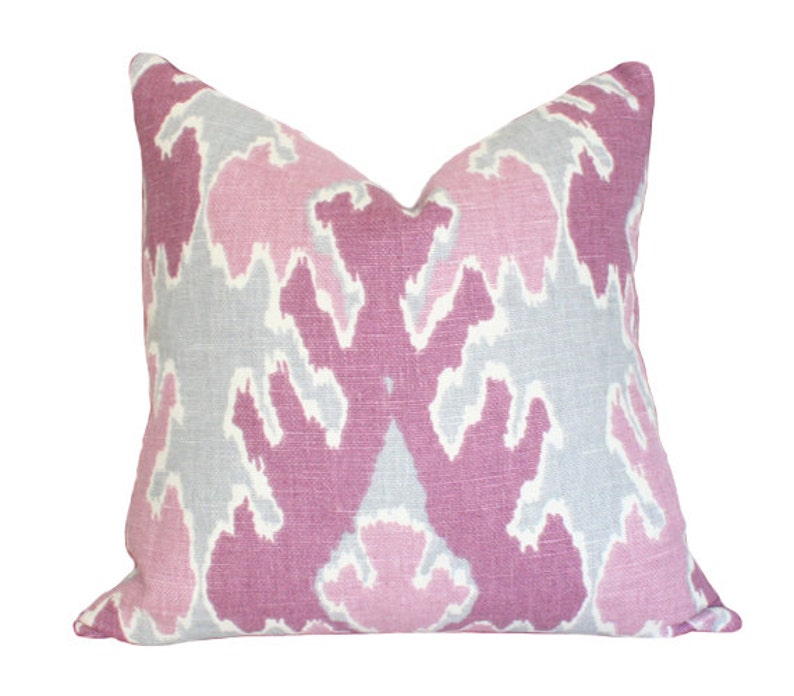 High End Cushion Lee Jofa Kelly Wearstler Designer Pillow Bengal Bazaar Magenta and Grey Luxury Throw Pillow Limited