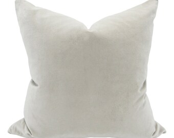 Light Grey Velvet Luxury Throw Pillow - Designer Pillow - Custom High End Pillow Cover