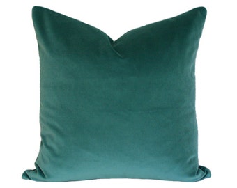 Teal Velvet Luxury Throw Pillow - Solid Designer Pillow - Custom High End Pillow Cover