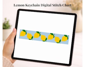 Needlepoint / Cross Stitch Lemon Keychain Pattern- Keyfob Digital Stitch Chart!