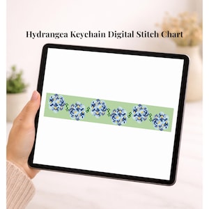 Nadelspitze / Kreuzstich Hortensien Schlüsselanhänger Muster- Schlüsselanhänger Digitale Stichvorlage!