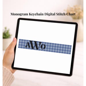 Portachiavi con monogramma a quadretti a punto croce/ago personalizzato - Schema di ricamo digitale personalizzato con le tue iniziali!