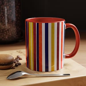 Striped Ceramic Coffee Mug: Modern Colorful Kitchenware, 11oz