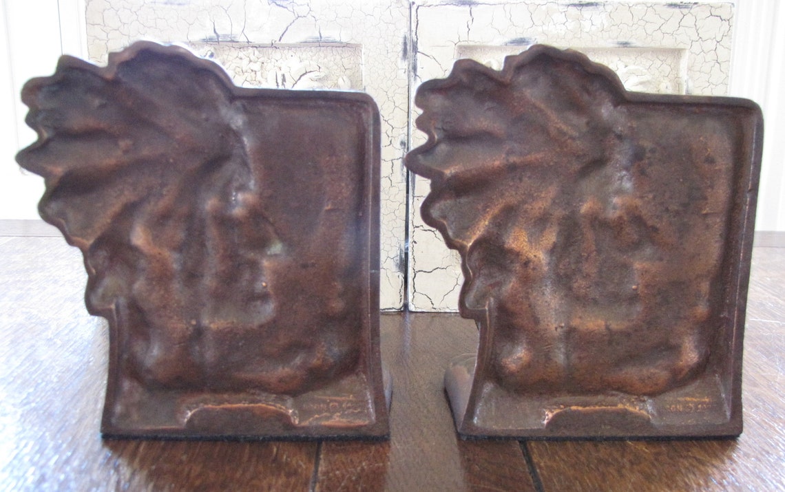 Vintage Cast Iron Native Chief Bookends / FREE SHIPPING to | Etsy