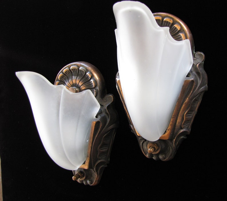 2 Two Frosted Slip Shade Ceiling Lamp Light Fixture Sconce Bonnet LOT