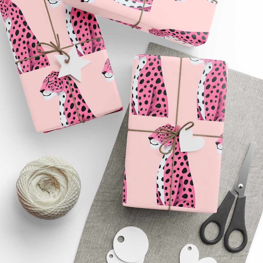 Pink Leopard Pattern Wrapping Paper | Roll, Animal Print, Gift Wrap - Etsy