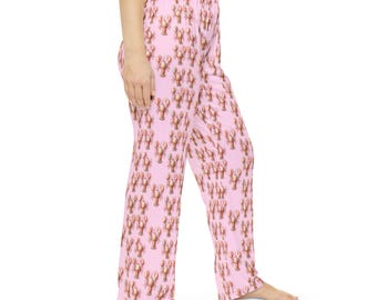 Rosa Hummerpyjamasbyxor | Hummermönstrade Sovkläder för Dam