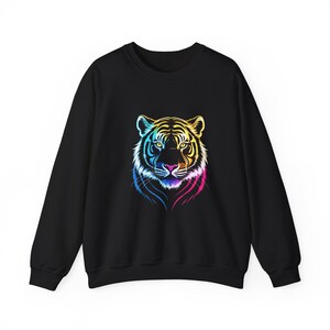 Vibrant Tiger Graphic Crewneck Sweatshirt: Cozy Unisex Fashion
