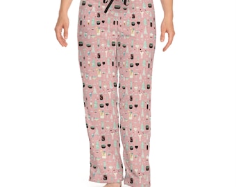 Cute Drink Themed Women's Pajama Pants, Cozy Sleepwear, Lounge Pants, Gift for Her, Christmas Gift, Relaxation Pants, Cocktails and Caviar