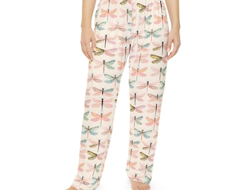 Women's Dragonfly Print Pajama Pants, Cozy Lounge Wear, Perfect Gift for Her, Sleepwear, Relaxing Nights, Holiday Gift, Dragonfly Lovers