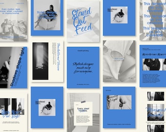 Blue Instagram Post templates: Aesthetic Design for Canva (Digital Download)