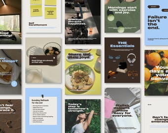 Brown Blue Instagram Post templates: Bold Design for Canva (Digital Download)