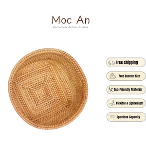 Handwoven Rattan Bowl – Natural Wicker Serving Bowl, Rustic Boho Kitchen Decor, Eco-Friendly Fruit & Snack Basket