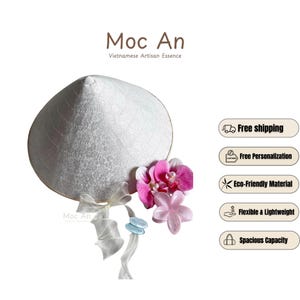 Silk Brocade Vietnamese Conical Hat: Handwoven Non La