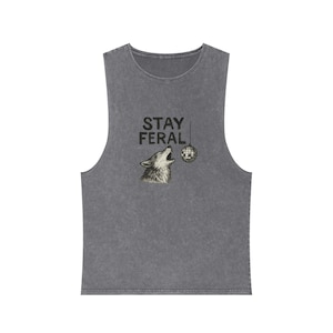 Feral Spirit Tank Top Unisex Workout Shirt Stay Feral Graphic Tee Summer Festival Bohemian Style Top Wildlife Inspired Casual Summer