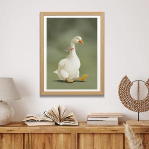 Silly Goose Wall Art Cute Goose Poster Sage Green Nursery Decor Farm Animal Printable Pink Coquette Room Decor Green Girl's Room Goose Print