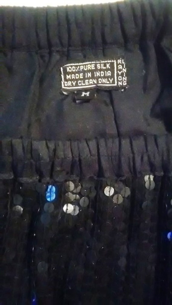 Elegant and FESTIVE! -long Black-sequin Sewn Onto Silk