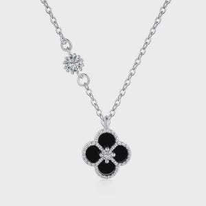 Clover Necklace Sterling Silver, Dainty 925 Pendant with 5A CZ, Adjustable 40+6cm Chain, Elegant Lucky Flower Jewelry, Gift for Women Girls