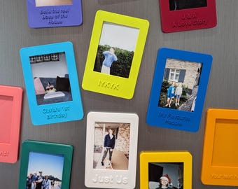 Personalised Photo Frame for Instax Mini film, with Magnetic Back Perfect for Fridge, Customise Your Own Text for any Occasion or Memory.