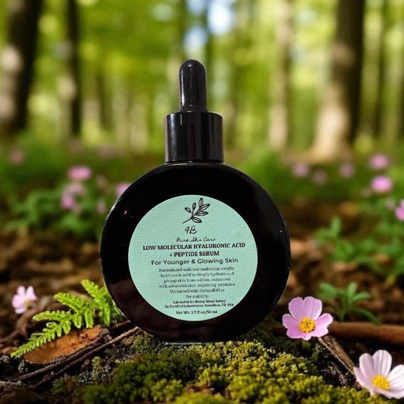 Anti aging, Younger Glowing Skin, Hyaluronic Acid+Peptides Serum, Lab-Tested for Heavy Metals Safety, Clean Non-Toxic Handmade Skincare,50ml