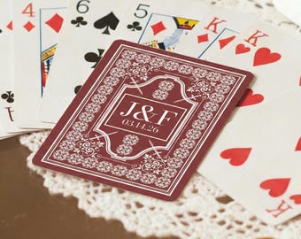 Carte da gioco personalizzate con la tua iniziale - Carte da gioco personalizzate con nome - Porta carte in metallo - Libro degli ospiti per matrimoni