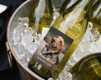 Custom Photo Wine Labels - Personalized Wedding Bottle Label with Names & Date, Waterproof Anniversary Party Sticker