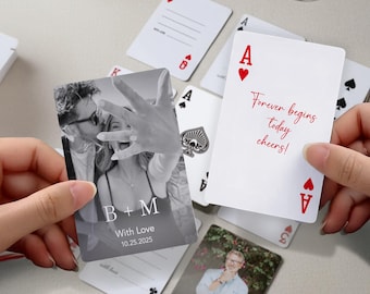 Custom Playing Cards with Your Photo or Logo - Personalized Photo Playing Cards Metal Holder - Photo Wedding Guest Book