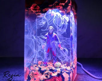 Horror Resin Halloween Lamp – Nightmare Horror Movie Epoxy Light, Freddy Jason Chucky Michael Myers Desk Decor, Scary Gift for Fans