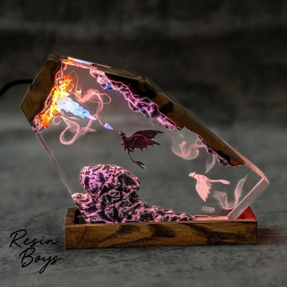 How to Train Your Dragon Resin Lamp – Toothless & Light Fury Epoxy