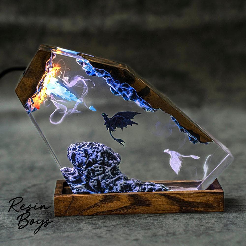 How to Train Your Dragon Resin Lamp – Toothless & Light Fury Epoxy