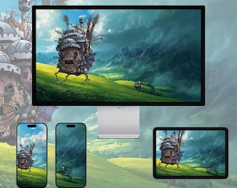 Das wandelnde Schloss Wallpaper, Ghibli Anime Hintergrund (Digitaler Download)