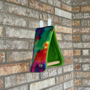Bird Tent with Perch, Bird Hut, Tie Dyed Anti-Pill Fleece inside for any size Bird. See options image 3