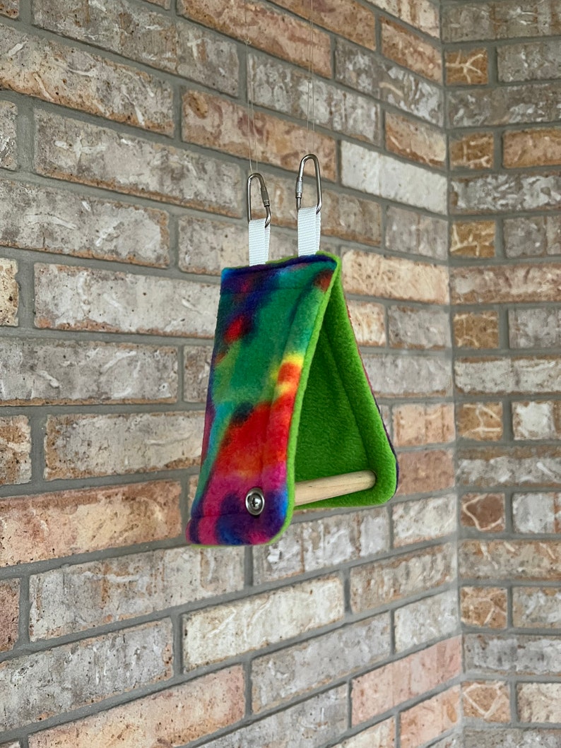 Bird Tent with Perch, Bird Hut, Tie Dyed Anti-Pill Fleece inside for any size Bird. See options image 3