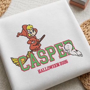 Casper Embroidered Sweatshirt, The Friendly Ghost Embroidery Hoodie, Casper Friendly Ghost Sweater, Custom Name, Personalized Year, Gifts