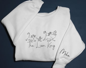 Lion King Embroidered Sweatshirt, Simba Embroidery Hoodie, Custom Embroidery, Custom Name, Personalized Name, Disney Trip Shirt, Gifts
