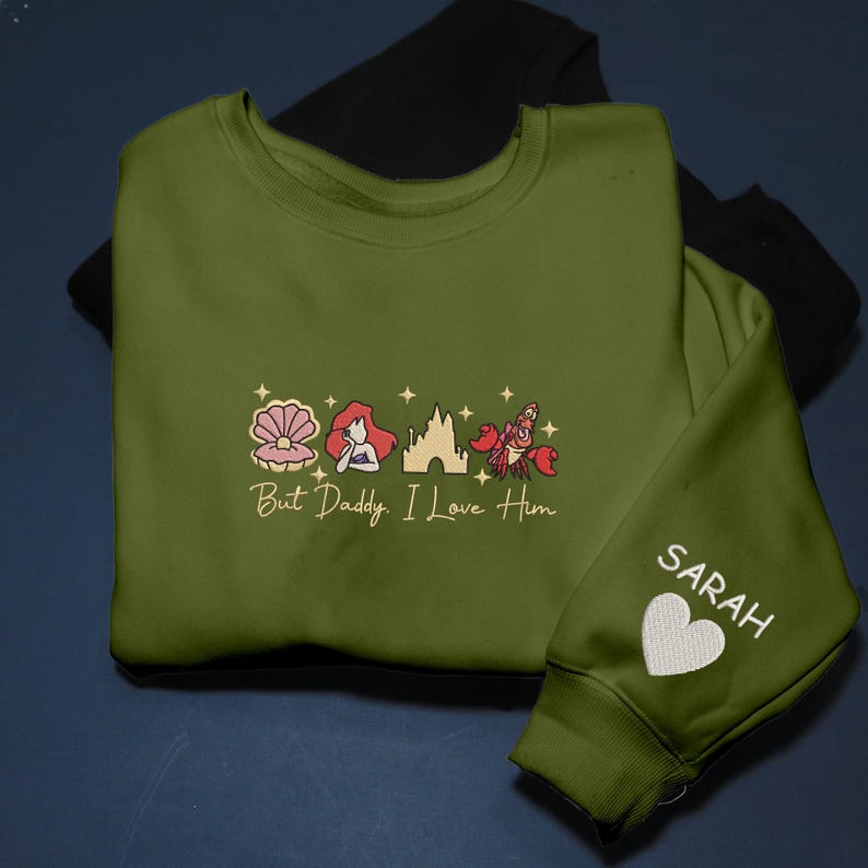 Moletom bordado da Ariel, a Pequena Sereia, com frases de amor bordadas, bordado personalizado, conjunto para casal, presente para esposa, presente para namorada. imagem 9