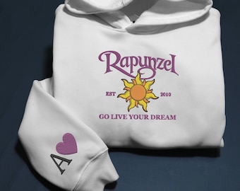 Verstrickte Sonne Besticktes Sweatshirt, Benutzerdefinierter Name Hoodie, Rapunzel Verstrickter Stickerei Hoodie, Rapunzel Sonne Benutzerdefiniertes Anfangs-Sweatshirt, Geschenke