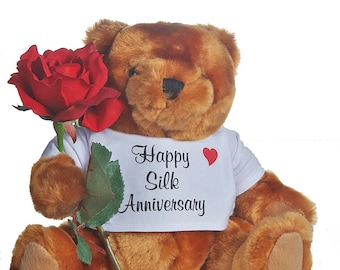 12th "silk" Anniversary Teddy Bear