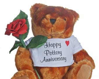 9th "pottery" Wedding Anniversary gift Teddy Bear