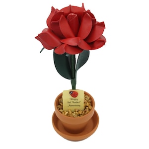3rd Wedding Anniversary gift - &quot;leather&quot; desk rose