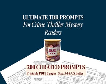 Druckbare TBR Jar Prompts für Mystery Readers | 200 Thriller-Krimi-Karten