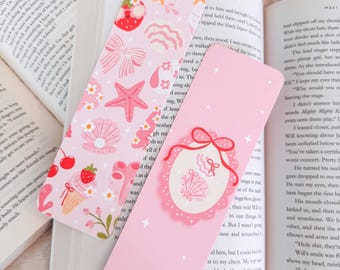 Summer Bookmark Set of two, Bows and Seashells